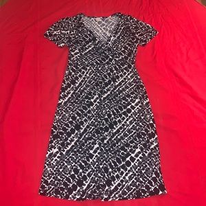 Black and White Patterned Midi Dress